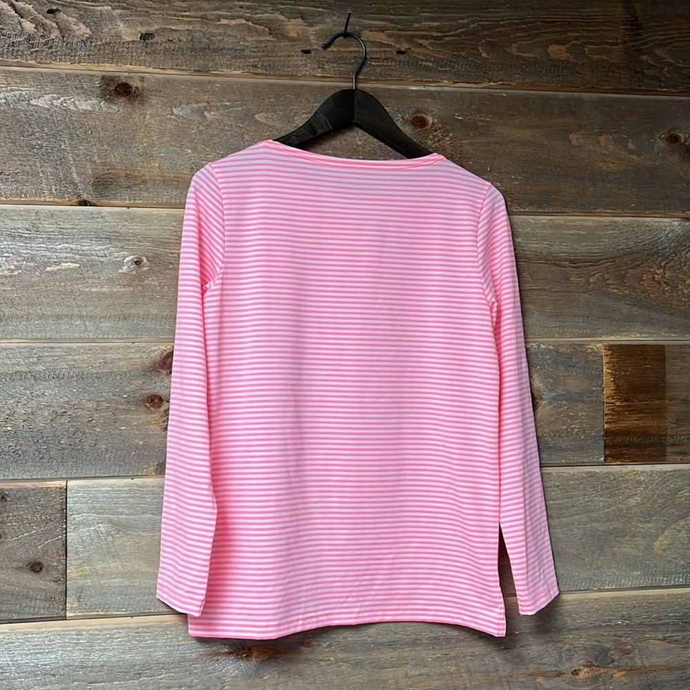Vineyard Vines Performance Pink White Stripe Long Sleeve Spandex Top NWT Girls - Picture 5 of 5